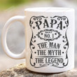 Papa Ceramic Coffee Mug, The Man The Myth The Legend Papa Mug, Gift For Grandpa, Pops, Poppy From Kids, Grandpa Gift On Birthday Fathers Day