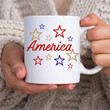 America Mug, Red White And Blue Star Mug, Happy 4th Of July Mug, Independence Day