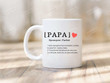 Papa Mug, Papa Definition Dictionary Coffee Mug, Gift For Father, Dad Birthday Gifts From Son Daughter Wife