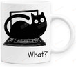 Black Cat Lying On Laptop What Cat Lover Sarcasm Coffee Mug, White Ceramic Cat Mama Funny Coffee Mug 11 - 15 Oz, Birthday Gift For Cat Lovers, Birthday Gifts For Women, Cat Mom Or Dad (11 Oz)