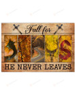 Christian Wall Art Paths, Fall For Jesus He Never Leaves Jesus Canvas Print, Jesus Poster Canvas Art