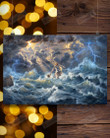 Christian Wall Art Running On Insane Waves, Ocean Jesus Canvas Print, Jesus Poster Canvas Art