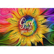 Christian Wall Art Tie Die Sunflower, God Says You Are Jesus Canvas Print, Jesus Poster Canvas Art