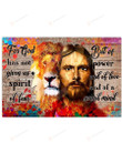 Christian Wall Art God And Lion, For God Has Not Given Us A Spirit Of Fear Jesus Canvas Print, Jesus Poster Canvas Art