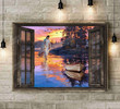 Jesus Through The Window And Sunset Outside 2 Wall Art Canvas Home Decor