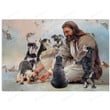 Christian Wall Art God Surrounded By Schnauzer Angels, Schnauzer Dog Lovers Jesus Wall Art Poster Canvas, Jesus Poster Canvas Art