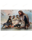 Christian Wall Art God Surrounded By Rottweiler Angels, Rottweiler Dog Lovers Jesus Wall Art Poster Canvas, Jesus Poster Canvas Art