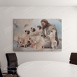 Christian Wall Art God Surrounded By Pug Angels, Pug Dog Lovers Jesus Canvas Print, Jesus Poster Canvas Art