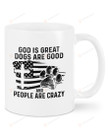God Is Great Mug, Dogs Are Good Mug, Dog Lovers Mug, Christian Cross Mug, American Flag Mug, Jesus Christ Mug, Catholic Dog Dad Gifts, Gifts For Dog Dad Dog Mom