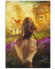 Faith Over Fear Running Toward Jesus Poster Canvas, Christian Lover Poster Canvas Print, Jesus Poster Canvas Art