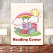 Reading Corner Poster Canvas, Boho Classroom Decor, Gift For Teacher, Librarian, Library Gift, Back To School Gift