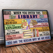 When You Enter This Library Poster Canvas, Gifts For Students Teacher Librarian, Motivational Classroom Welcome Wall Art Decor, Back To School Gifts, First Day Of School