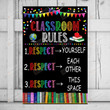 Classroom Rules Poster Canvas, Gifts For Students Teacher, Motivational Classroom Welcome Wall Art Decor, Back To School Gifts