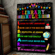 Library Rules Poster Canvas, Gifts For Students Teacher Librarian, Motivational Classroom Welcome Wall Art Decor, Back To School Gifts