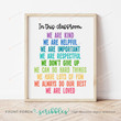 In This Classroom Poster, Classroom Rules, We are Kind, Teacher Print, Positive Classroom Art, Positive Classroom Decor