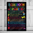 Spanish Classroom Poster Canvas, In This Classroom You Are Expected To Learn Spanish Canvas Print, Gifts For Teachers From Students, Back To School Gifts