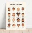 Various Emotions Poster Canvas, Emotions Chart, Emotion Poster, Feelings Canvas Print , All Feelings Are Welcome Here Canvas