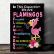 In This Classroom We Are Flamingos Canvas Poster Gift For Teacher, Classroom School Decorations Back To School Canvas