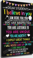 Motivation School Classroom Canvas Poster, Dear Student I Believe In You, Motivational Wall Art Decor For Classroom