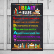 Library Rules Poster Kids Rules Posters Classroom Wall Art, Librarian Poster, Education Poster, Classroom Rules Diversity Wall Art Vertical Poster No Frame Or Canvas 0.75 Inch Frame Full Size