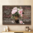 God Didn't Promise The Day Without Pain Roses Cross Poster Canvas, Roses Lover Poster Canvas Print, Jesus Poster Canvas Art