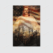 Jesus And Veteran Christian Wall Art Poster Canvas, One Nation Under God Jesus Canvas Print, Jesus Poster Canvas Art