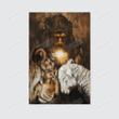 Great Tiger And Lamb Jesus Poster Canvas, Animals Lover Poster Canvas Print, Jesus Poster Canvas Art