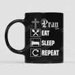 Eat Sleep Pray And Repeat Mug, Christian Cross Mug, Christian Mug, Religion Mug, God Mug, Religious Mug, Faithful Mug, Catholic Mug, Christian Gifts