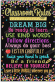 Classroom Rules Poster Canvas, Listen Carefully Be A Friend Poster Canvas, Classroom Poster Canvas