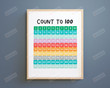 Count To 100 Classroom Poster Canvas, Count Numbers Poster Canvas, Classroom Decor Poster Canvas