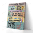 Classroom Rules Poster Canvas, Be Ready To Learn Dream Big Work Hard Poster Canvas, Classroom Poster Canvas