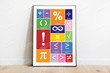 Math Symbols Poster Canvas, Math Lover Poster Canvas, Classroom Poster Canvas