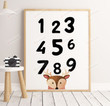 Numbers Print Poster Canvas, Deer Lover Poster Canvas, Classroom Poster Canvas
