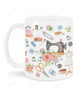 Sewing Machine Mug, Sewing Monogram Coffee Mug, Sewing Mug Gift For Mom, Sewing Lovers Gifts