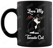 I Love Tuxedo Cat Ceramic Coffee Mug Tea Cup, 11 - 15 Oz I Love Black White Tuxedo Cat, Gift For Cat Lover