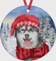 Christmas Tree And Siberian Husky Ornament, Dog Lover Ornament, Christmas Gift Ornament
