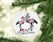 Merry Flocking Christmas Ornament, Pinky Flamingo Lovers Ornament, Christmas Gift Ornament