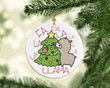 Llama With Christmas Tree Ornament, Gift For Llama Lovers Ornament, Christmas Gift Ornament