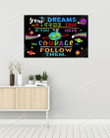 Your Dreams Will Come True If You Have Courage To Follow Them Poster Canvas, Astronaut Galaxy Poster Canvas, Classroom Poster Canvas