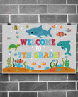 Shark Welcome To 7th Grade Poster Canvas, Back To School Poster Canvas