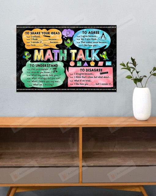 Classroom Poster Canvas, Math Classroom, Math Talk Poster Canvas Gift For Teacher Student Elementary Middle School Decoration, Back To School Poster Canvas