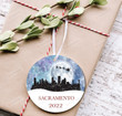 Personalized Sacramento Christmas 2022 Ornament, Santa And Reindeer Ornament, Christmas Gift Ornament
