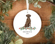 Personalized Brown Labrador Retriever Ornament, Dog Lover Ornament, Christmas Gift Ornament