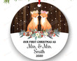 Personalized Gay Lesbian Couple Christmas Ornament Fox Mrs. and Mrs. for Lesbian 1st LGBTQ Love is Same Sex Mrs Rustic Watercolor Hanging Decor Christmas Tree Decoration