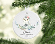 Personalized Owl Baby's First Christmas Ornament, Owl Lover Gift Ornament, Christmas Keepsake Gift Ornament