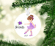 Personalized Ballet Girl With Purple Floral Ornament, Gift For Ballet Lovers Ornament, Christmas Gift Ornament