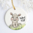 Personalized Rhino Kids Christmas Ornament, Name Year Custom Ceramic Ornament - Merry Xmas Gifts For Rhino Lovers, Christmas Tree Decoration
