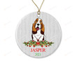 Personalized Pet Name Ornament Custom Puppy Ornament Basset Hound First Christmas Ornament Basset Hound Dog Christmas Tree Ornament Dog Lovers Gifts Hanging Decoration