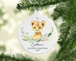 Personalized Lion Baby's Second Christmas Ornament, Lion Lover Gift Ornament, Christmas Gift Ornament
