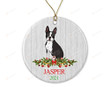 Custom Puppy Ornament - Personalized Pet Name Ornament, Boston Terrier First Christmas Ornament, Boston Terrier Dog Christmas Tree Ornament Hanging Christmas Tree Pet Ornament With Custom Name